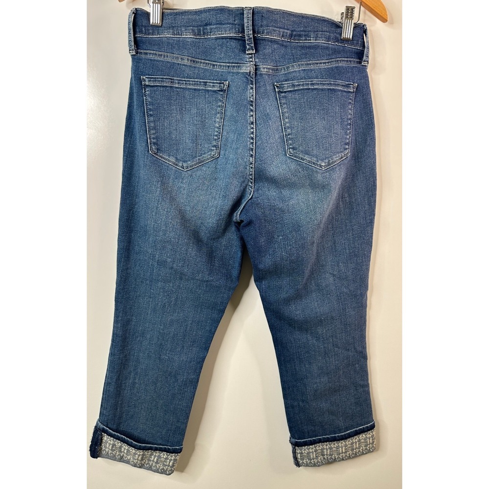 NYDJ Womens Jeans Dayla Wide Cuff Capri Blue Denim Medium Wash Mid Rise 10 - Picture 12 of 13